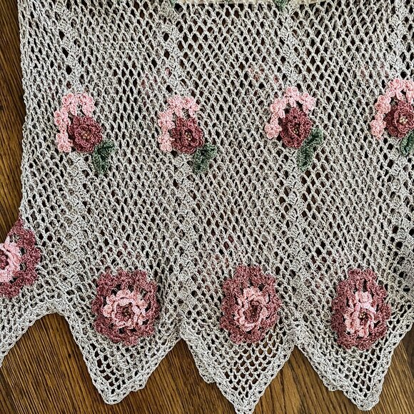 Vintage Crochet Dress - Rare - Taupe/Champagne - #Art Deco #Fairy #Romantic -EUC - Picture 4 of 5